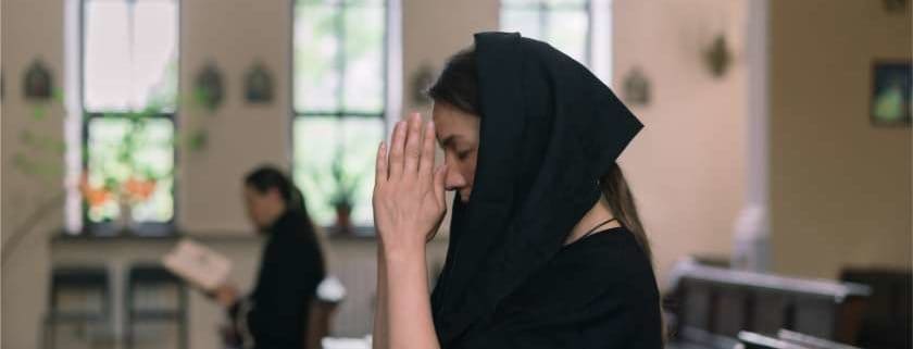 Lady Kneeling Down and Prayers for Grace