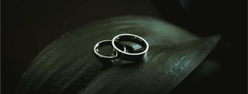 wedding rings on a leaf marriage