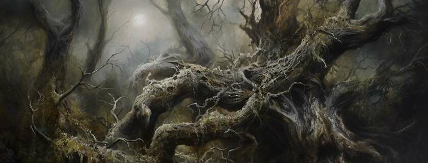 an ancient twisted tree in a forest and did god create evil