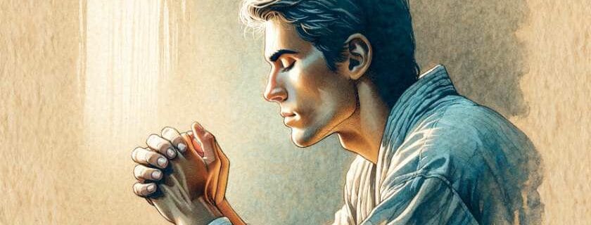 a person solemnly praying