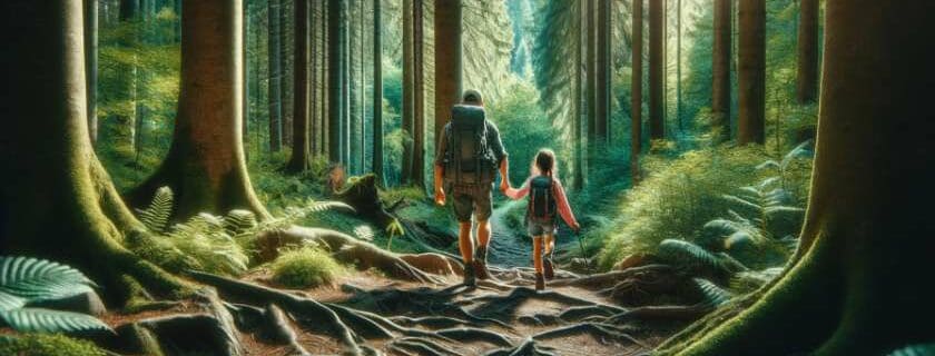father and daughter trekking through the forest and prayers for fathers