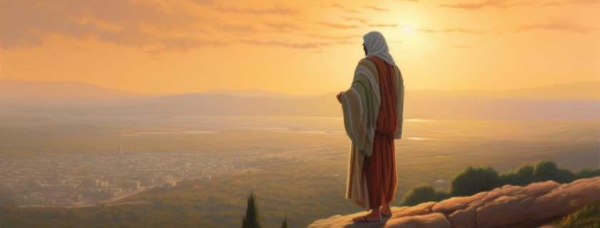 John, the disciple of God, stands atop the Mount of Olives, his gaze fixed on the horizon as he contemplates the mysteries of faith and salvation.